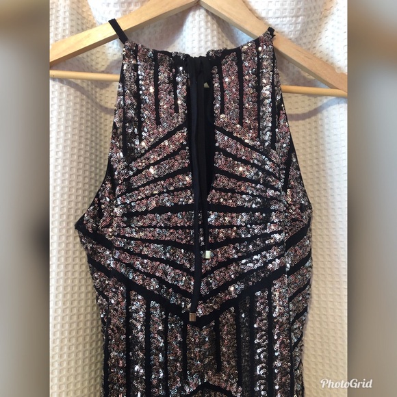 Le Chateau Black & Gold Sequin Party Dress - Picture 4 of 5
